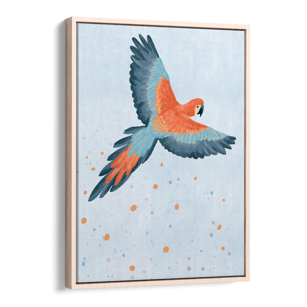 Fly With Me Blue By Goed Blauw Kids Room Paintings Kids Room Wall Art in Oak Wood Floater Frame