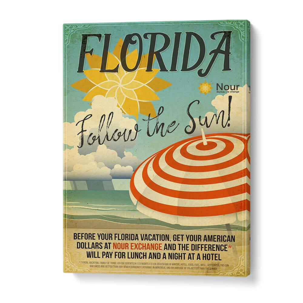 Follow the Sun  Retro Travel Posters in Gallery Wrap