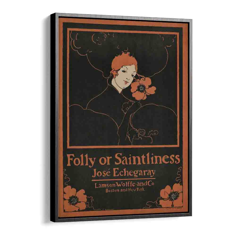 Folly Or Saintliness 1895 By Ethel Reed Vintage Paintings in Black Floater Frame