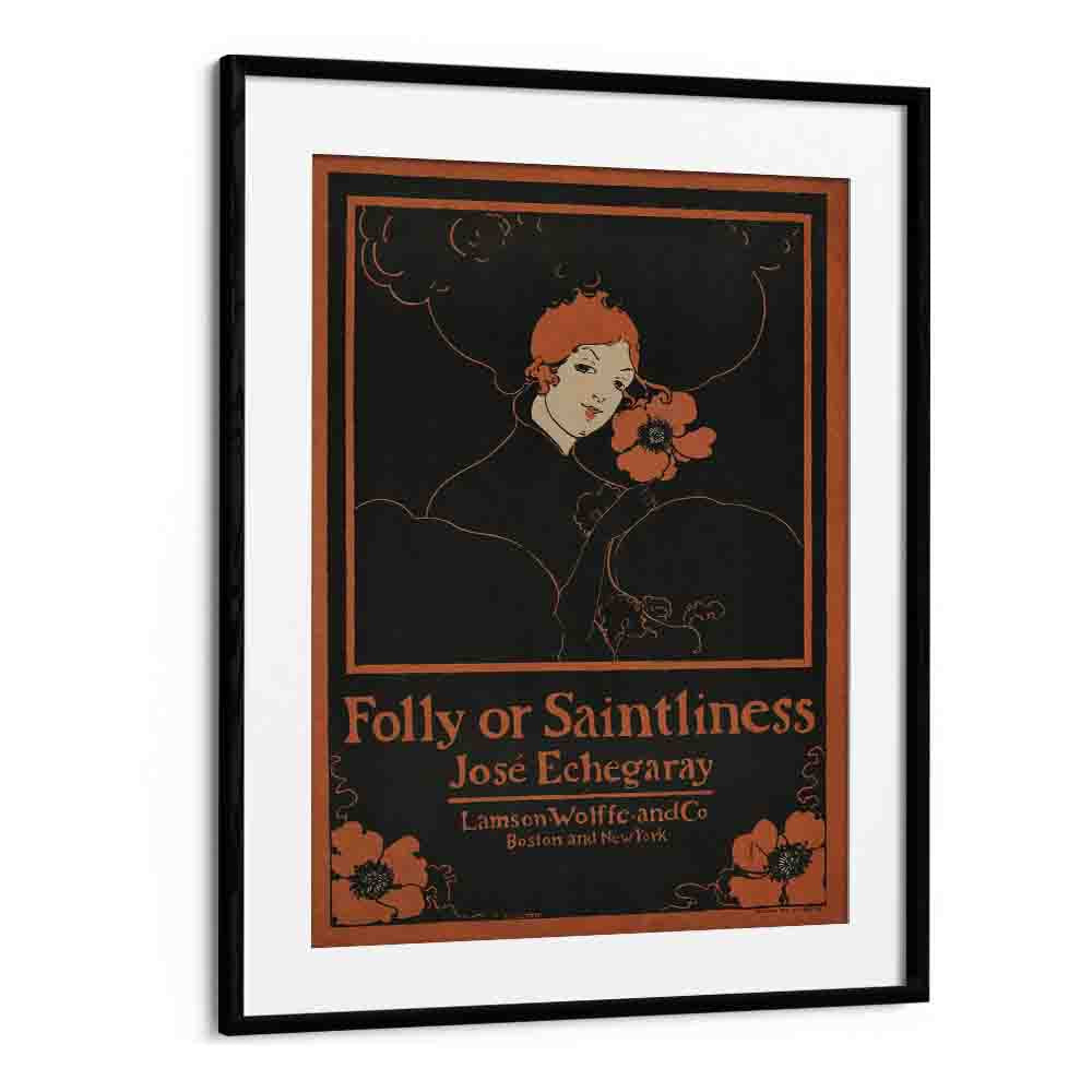 Folly Or Saintliness 1895 By Ethel Reed Vintage Paintings in Black Frame With Mount