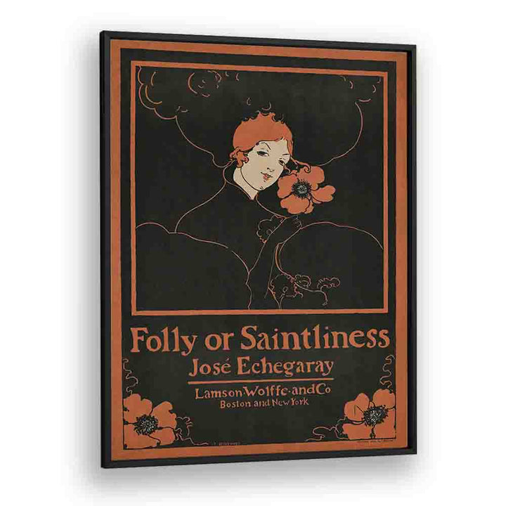 Folly Or Saintliness 1895 By Ethel Reed Vintage Paintings in Black Plain Frame