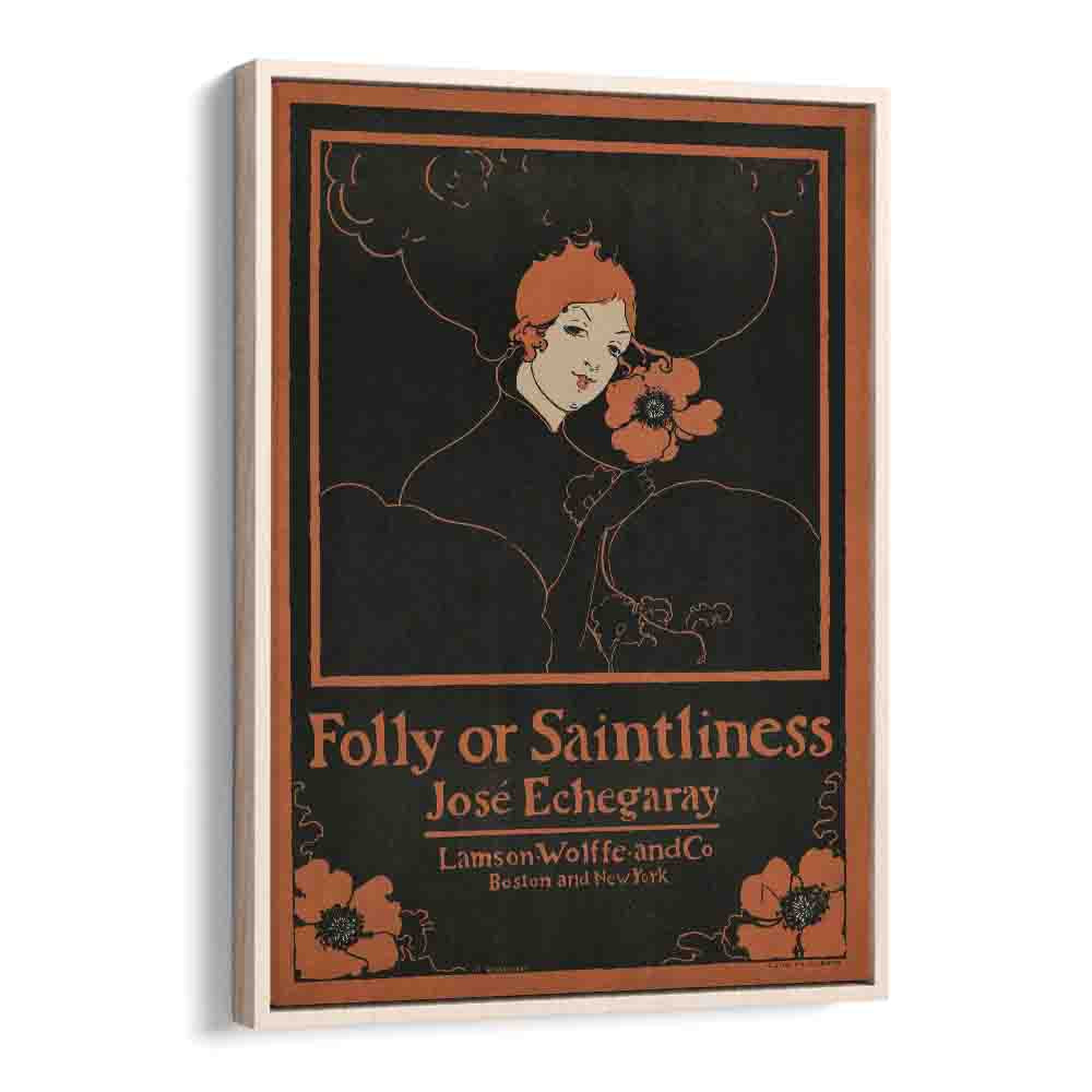 Folly Or Saintliness 1895 By Ethel Reed Vintage Paintings in Oak Wood Floater Frame