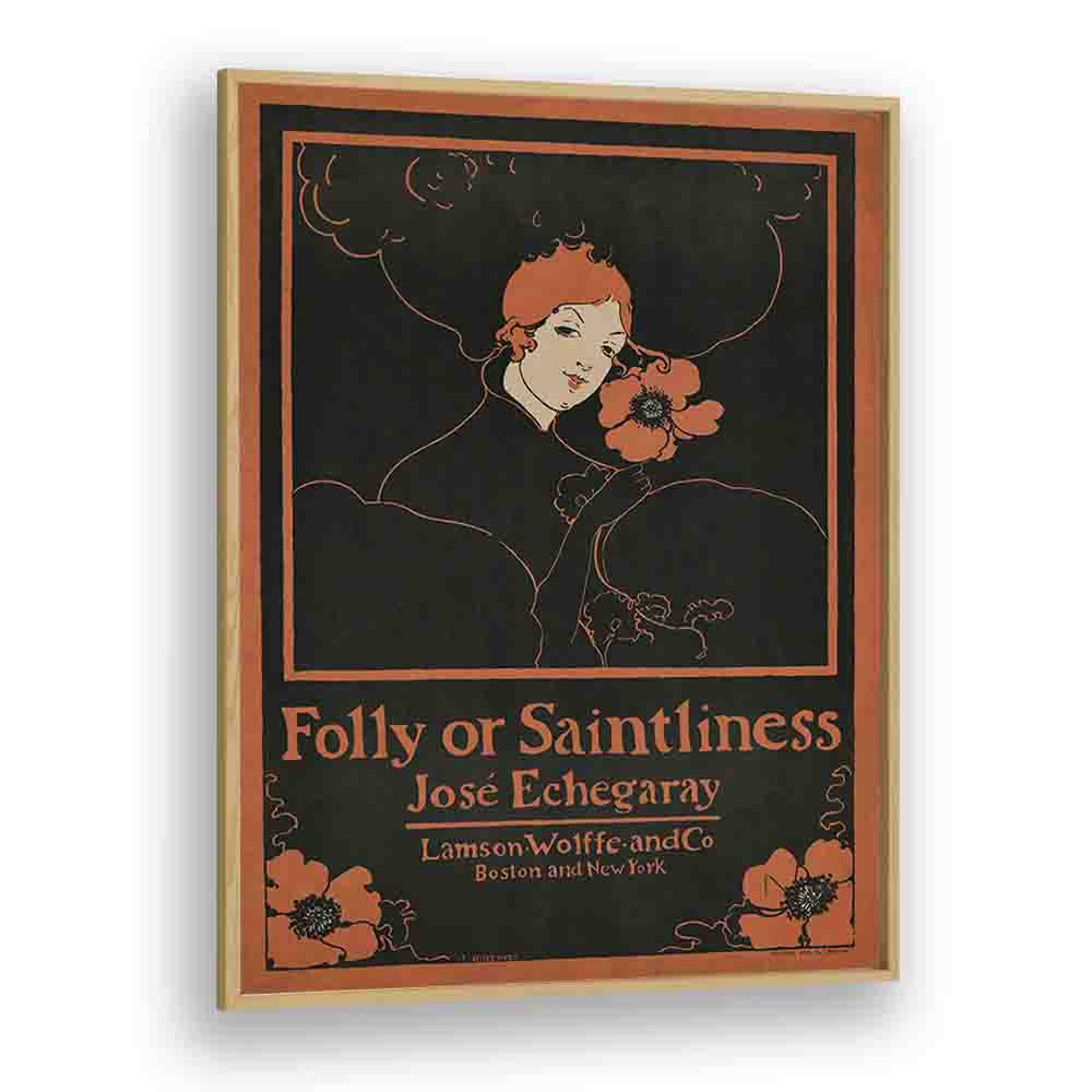 Folly Or Saintliness 1895 By Ethel Reed Vintage Paintings in Oak Wood Plain Frame