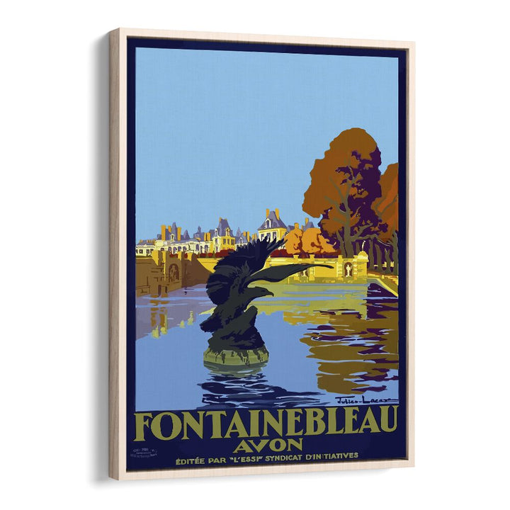 Fontainebleau-Avon Retro Vintage Travel Travel Posters in Oak Wood Floater Frame