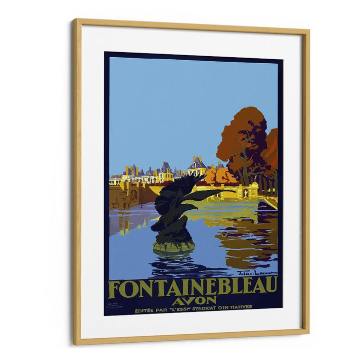 Fontainebleau-Avon Retro Vintage Travel Travel Posters in Oak Wood Frame With Mount