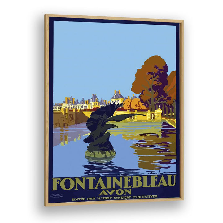 Fontainebleau-Avon Retro Vintage Travel Travel Posters in Oak Wood Plain Frame