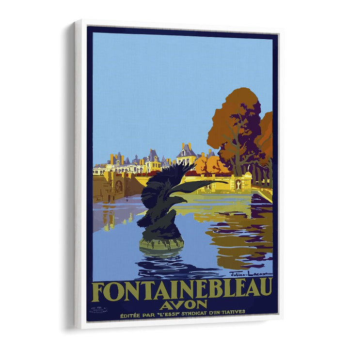 Fontainebleau-Avon Retro Vintage Travel Travel Posters in White Floater Frame