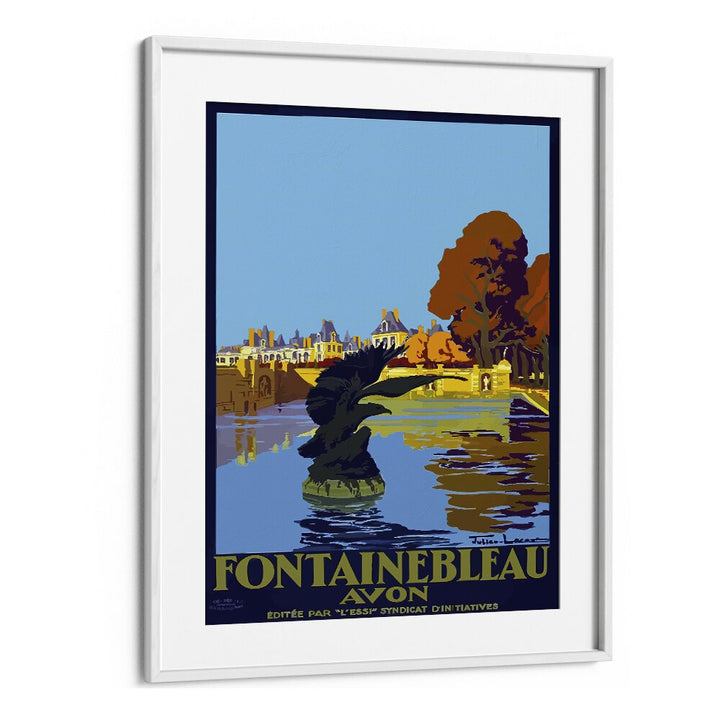 Fontainebleau-Avon Retro Vintage Travel Travel Posters in White Frame With Mount