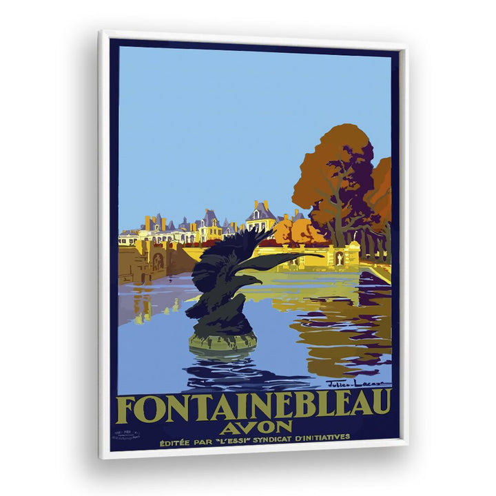 Fontainebleau-Avon Retro Vintage Travel Travel Posters in White Plain Frame