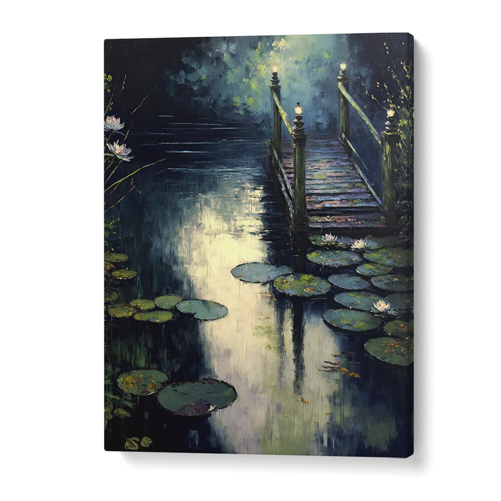 Footbridge by the Water by Treechild Landscape Art Prints in Gallery Wrap