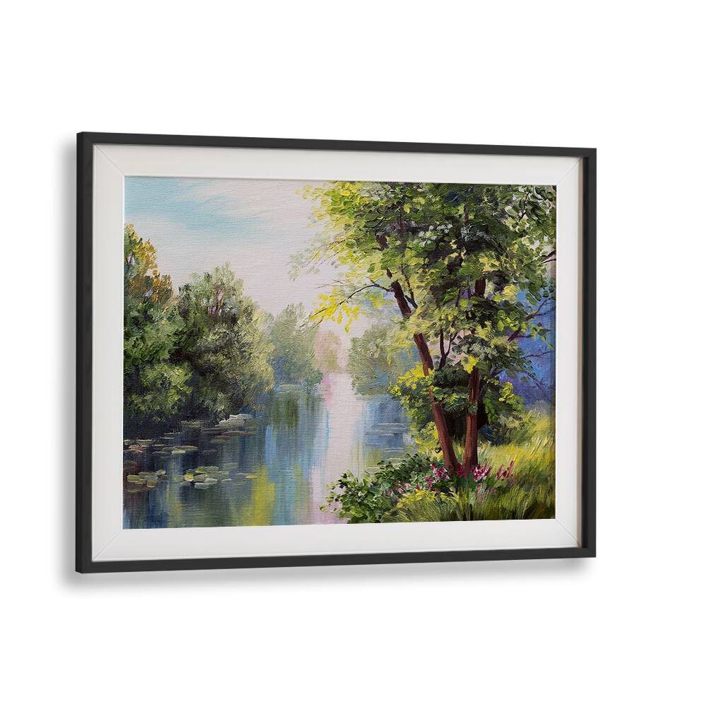Forest Reflections, Vintage European Paintings in a stylish black frame showcase nature's beauty and artistic charm.