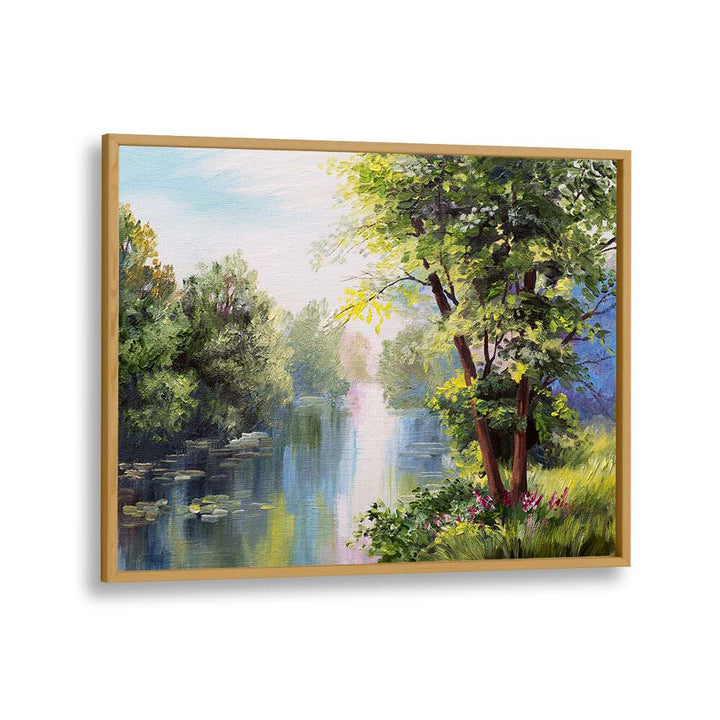 Forest Reflections, Vintage European Paintings showcasing serene nature in a beautiful oak frame.