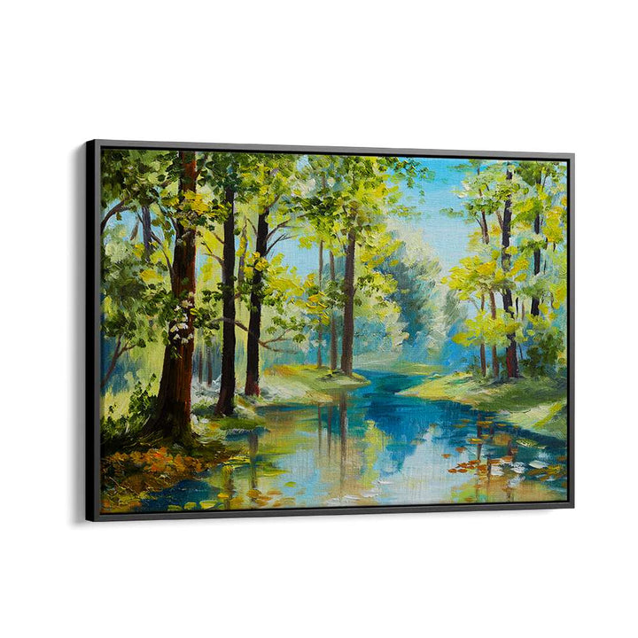 Serene landscape featuring vibrant trees and water, capturing the essence of FOREST REFLECTIONS II, VINTAGE EUROPEAN PAINTINGS.
