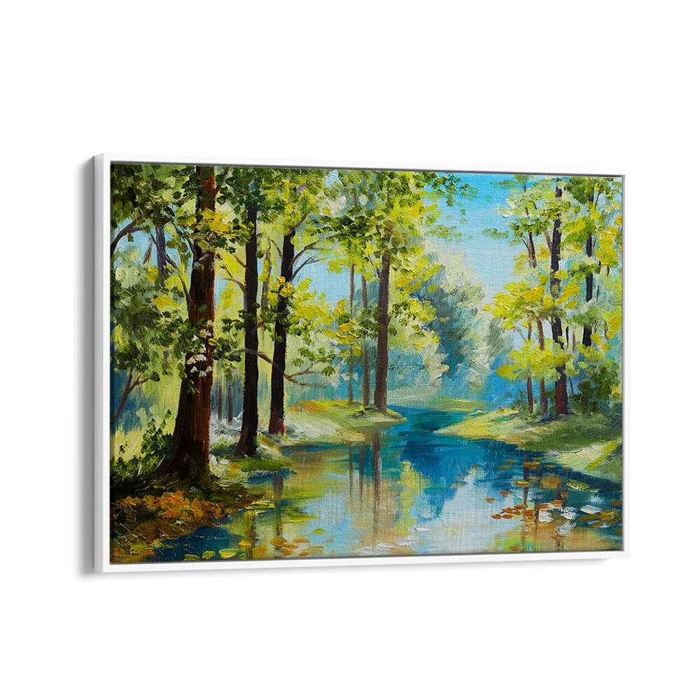 Serene forest scene in vibrant colors, showcasing FOREST REFLECTIONS II, VINTAGE EUROPEAN PAINTINGS for timeless beauty.