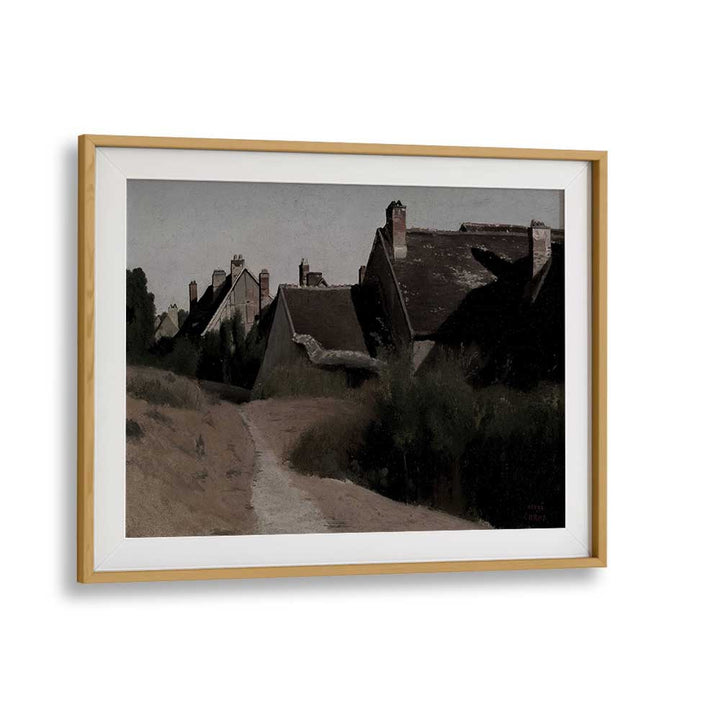 Forgotten Hamlet Gothic Wall Art Prints in Oak Wood Frame With Mount