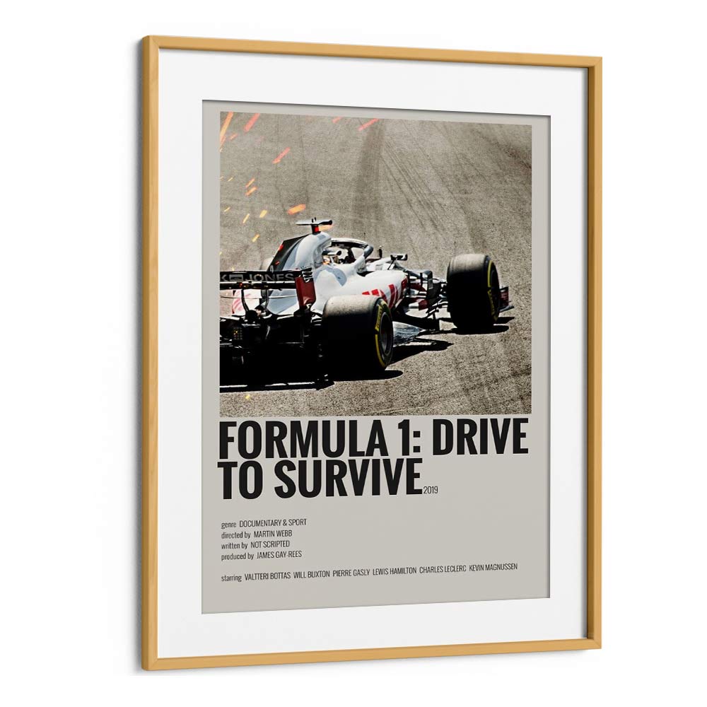 Formula 1-Drive To Survive 2019 Movie Posters in Oak Wood Frame With Mount