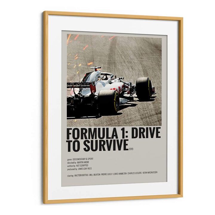Formula 1-Drive To Survive 2019 Movie Posters in Oak Wood Frame With Mount