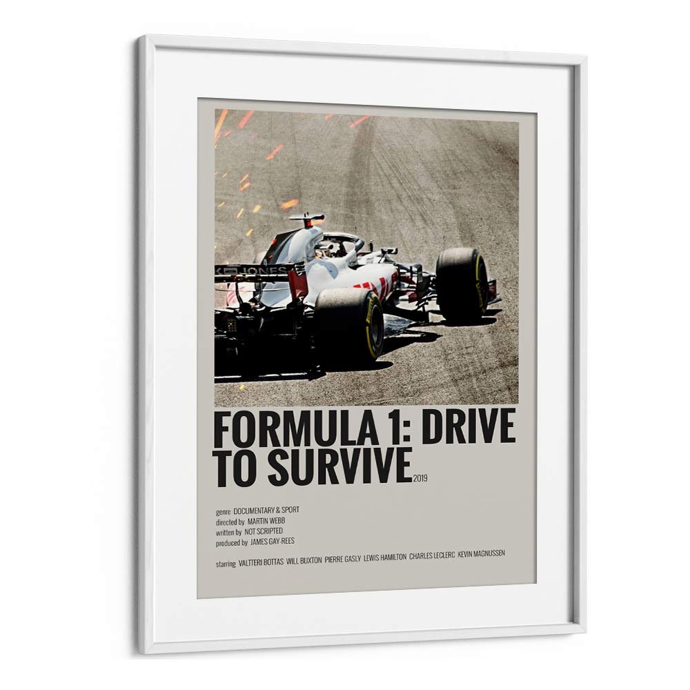 Formula 1-Drive To Survive 2019 Movie Posters in White Frame With Mount