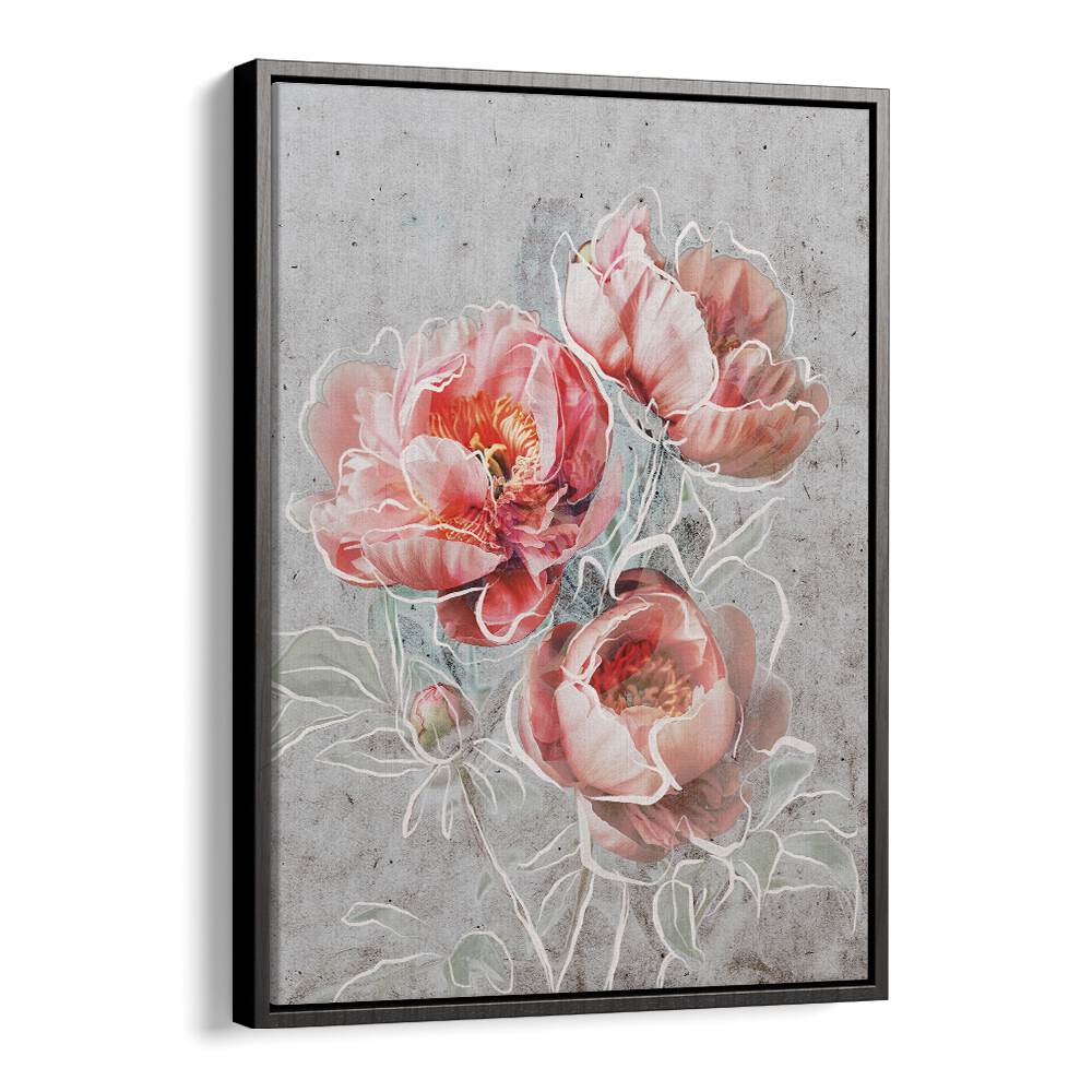 Framed Elegance by Treechild Botanical Paintings in Black Floater Frame