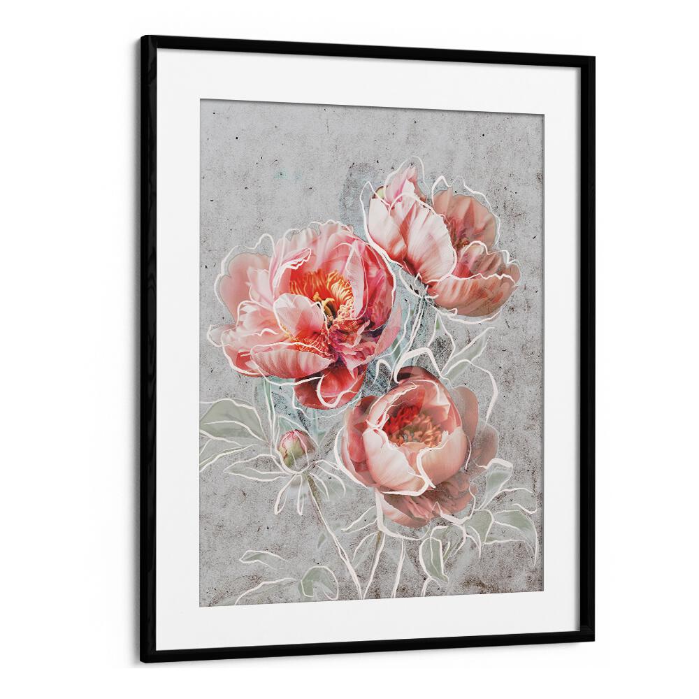 Framed Elegance by Treechild Botanical Paintings in Black Frame With Mount