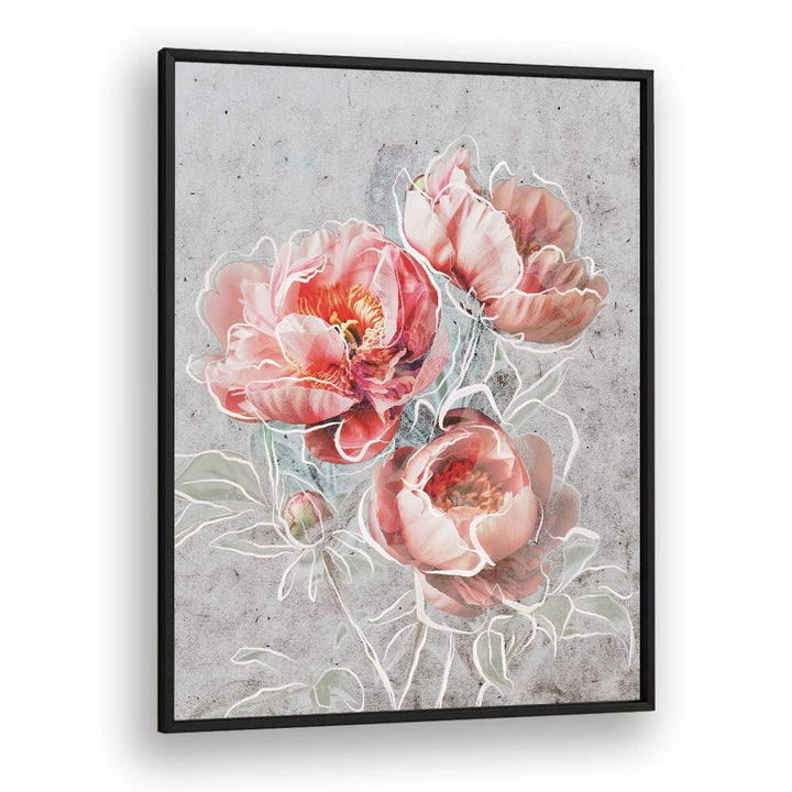 Framed Elegance by Treechild Botanical Paintings in Black Plain Frame