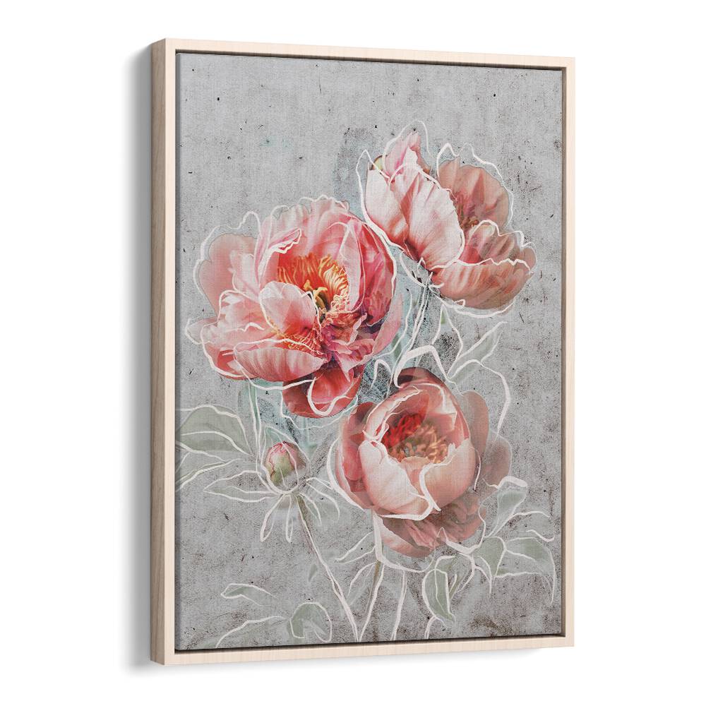 Framed Elegance by Treechild Botanical Paintings in Oak Wood Floater Frame