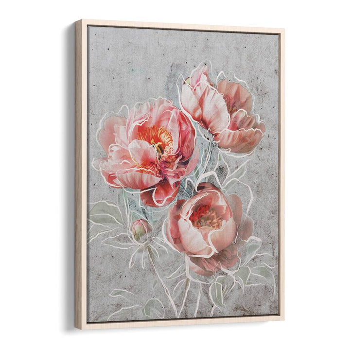 Framed Elegance by Treechild Botanical Paintings in Oak Wood Floater Frame