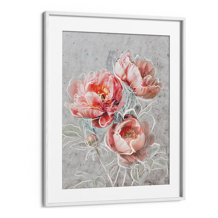 Framed Elegance by Treechild Botanical Paintings in White Frame With Mount