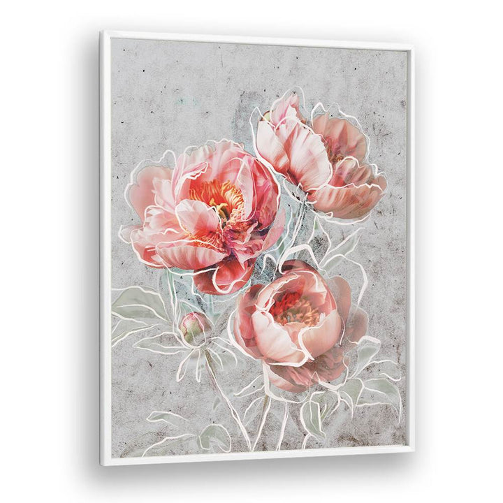 Framed Elegance by Treechild Botanical Paintings in White Plain Frame