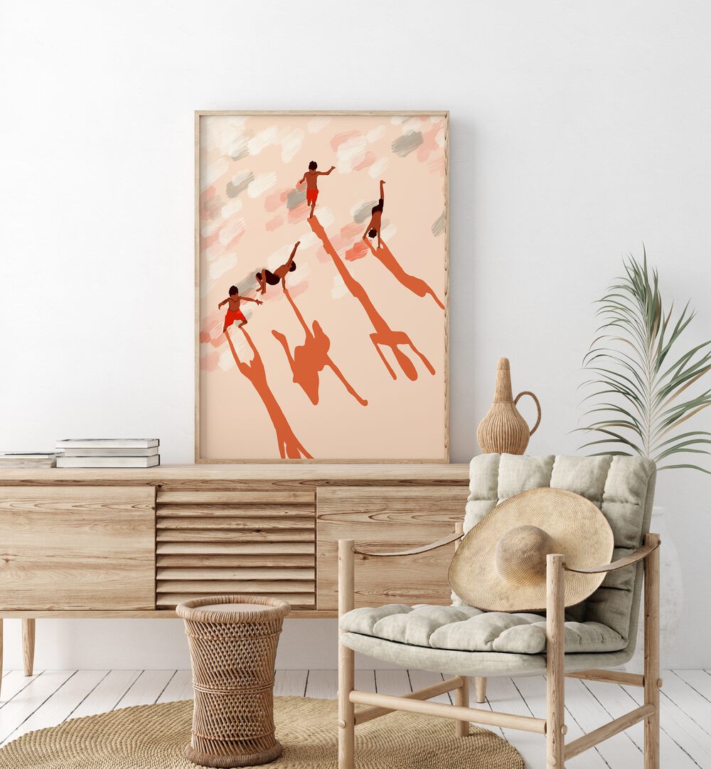 Transform your child's space with FREE SPIRITS, KIDS ROOM PAINTINGS by Uma Gokhale, blending modern art and imagination.
