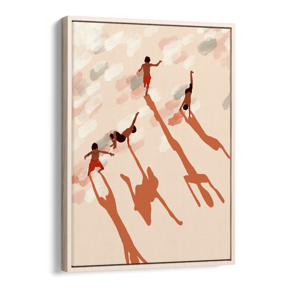 Free Spirits By Uma Gokhale Kids Room Art Prints in Oak Wood Floater Frame