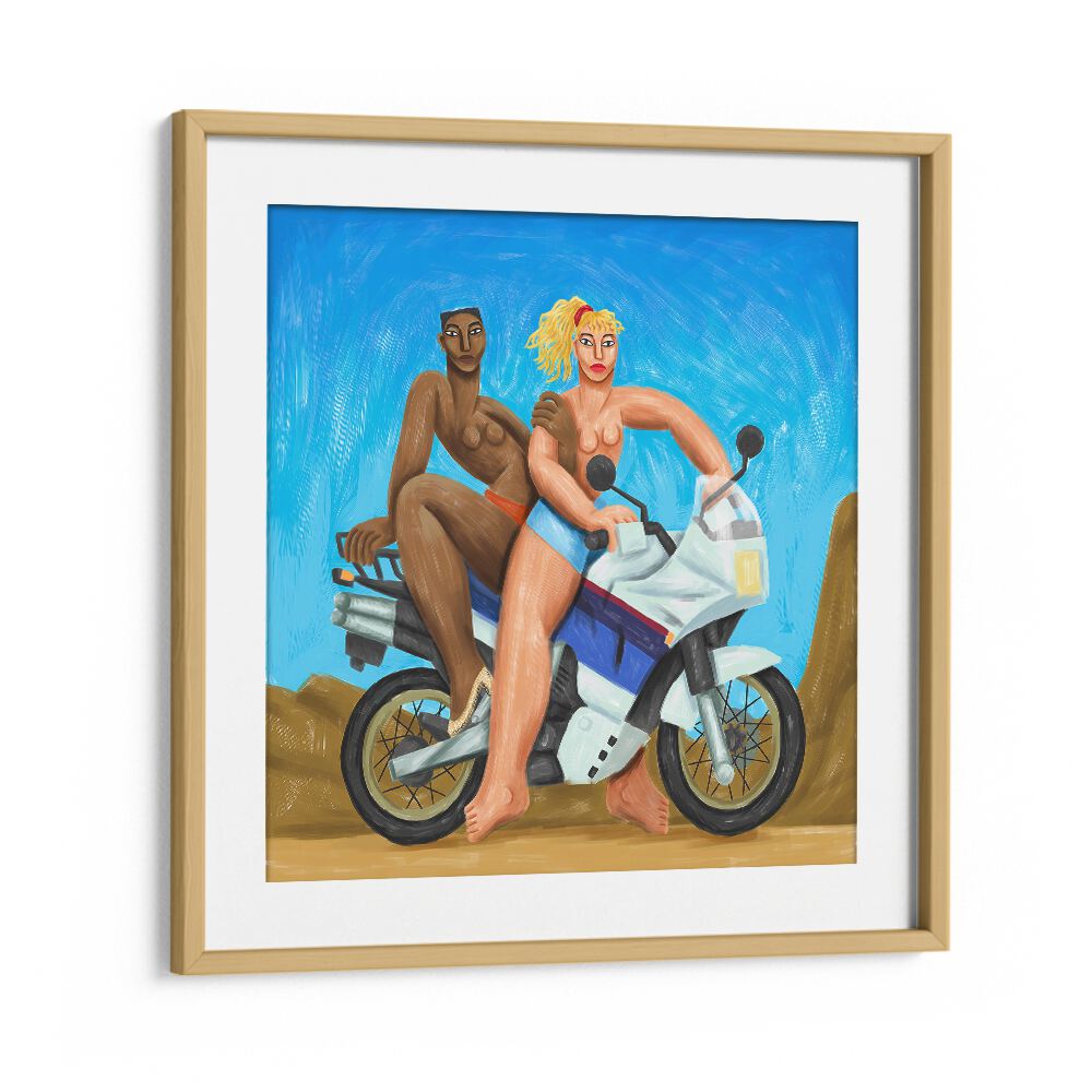 Free Wheel By Cepe Wallart Prints in Oak Wood Frame With Mount