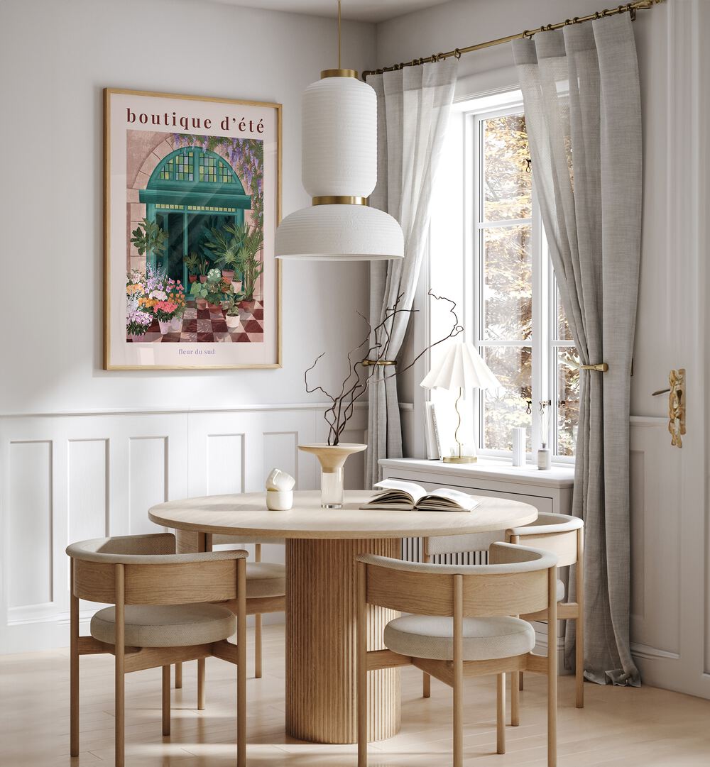 Charming FRENCH FLOWER SHOP POSTER, BAR art by Goed Blauw enhances any café or home space with floral elegance.