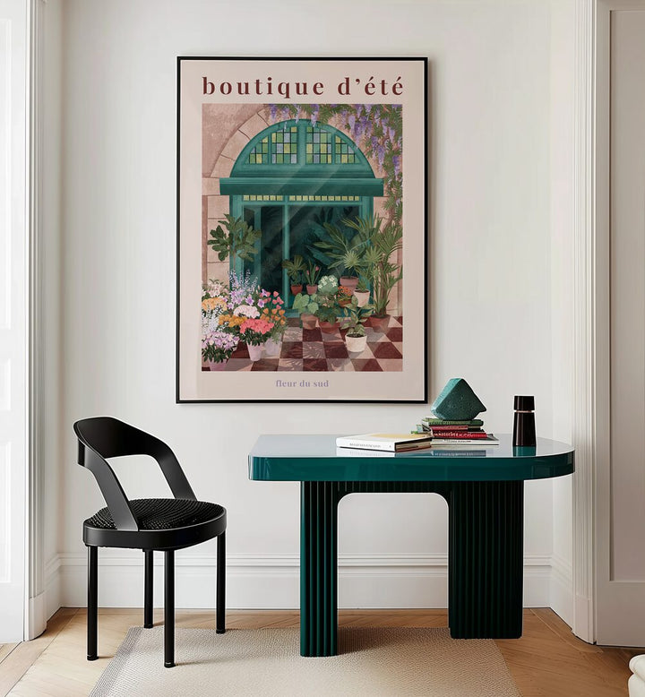 Charming FRENCH FLOWER SHOP POSTER, BAR & CAFE ART by Goed Blauw adds elegance to any space with vivid floral design.