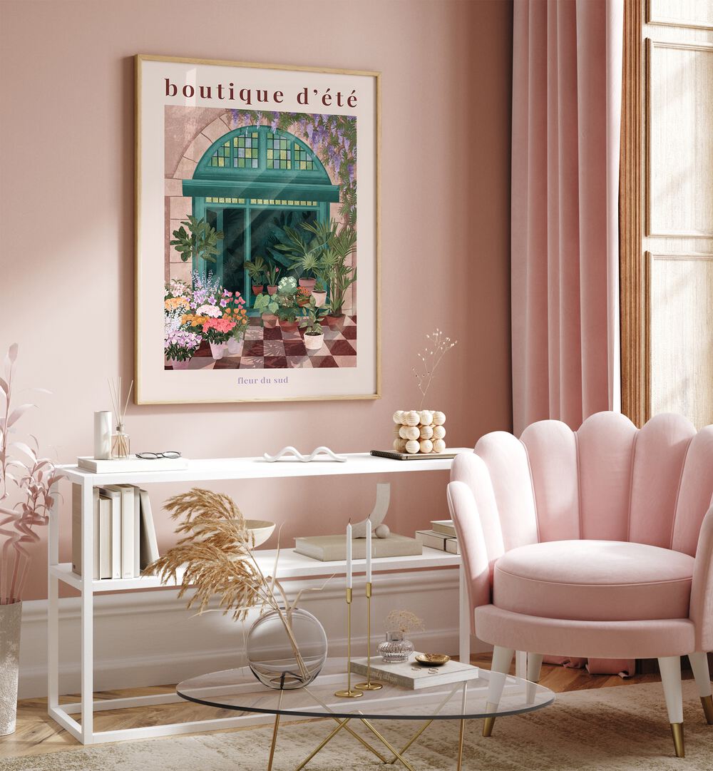 Charming FRENCH FLOWER SHOP POSTER, BAR art by Goed Blauw, perfect for enhancing your café or home decor.