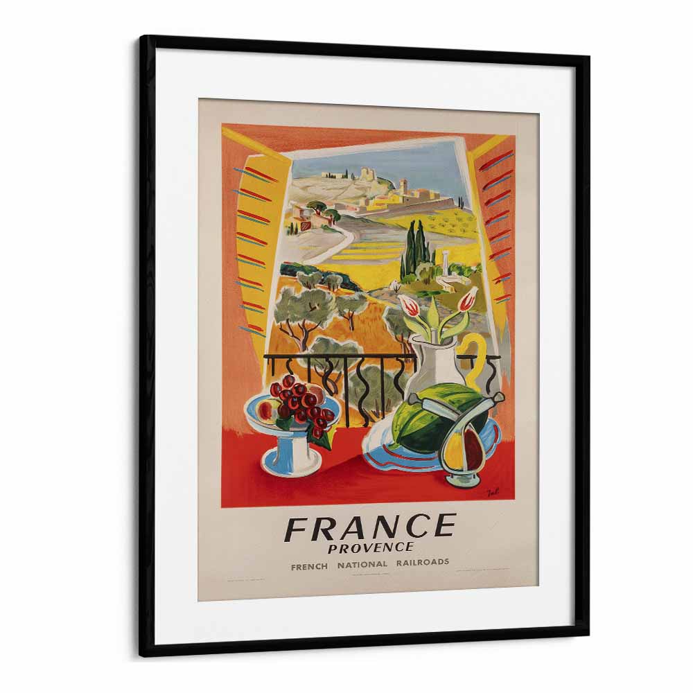 French National Railways  Retro Travel Posters in Black Frame With Mount