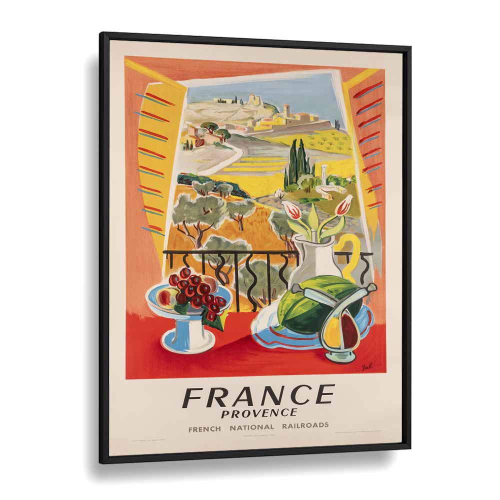 French National Railways  Retro Travel Posters in Black Plain Frame