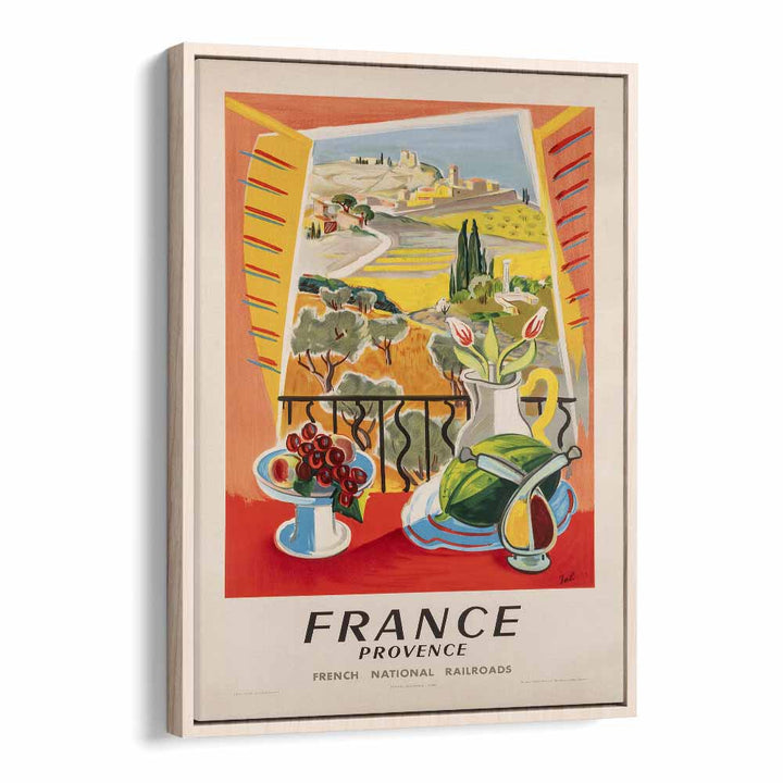 French National Railways  Retro Travel Posters in Oak Wood Floater Frame