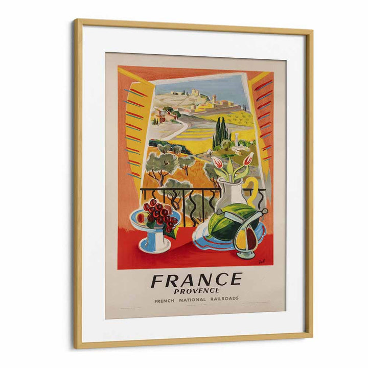 French National Railways  Retro Travel Posters in Oak Wood Frame With Mount