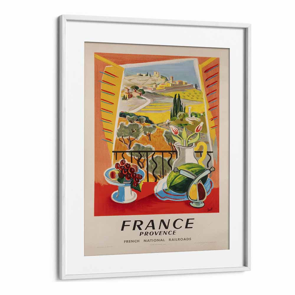 French National Railways  Retro Travel Posters in White Frame With Mount