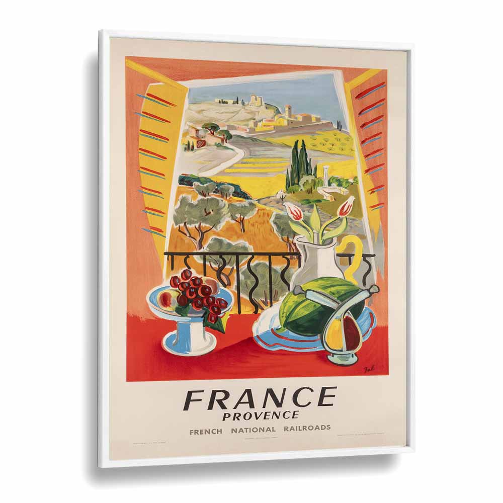 French National Railways  Retro Travel Posters in White Plain Frame