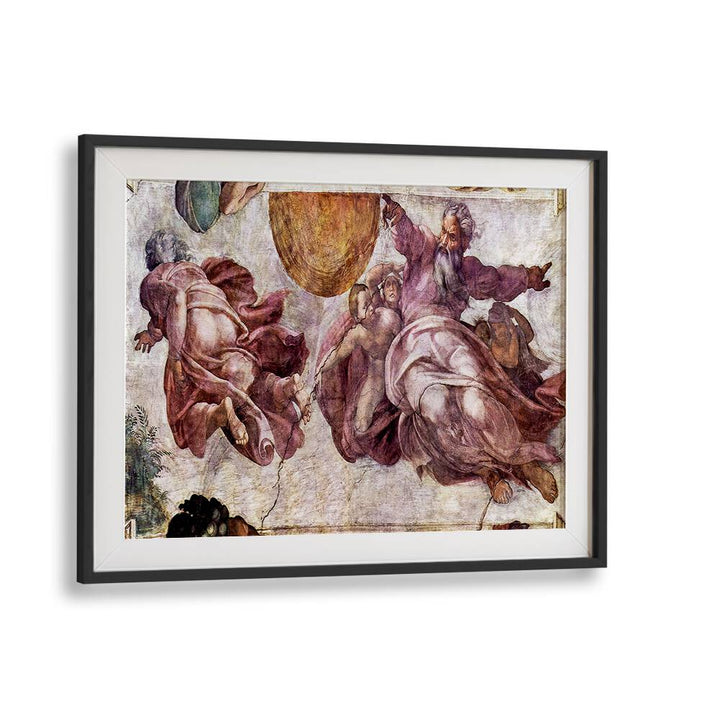 Fresco In The Sistine Chapel 1508-1512 Vintage Paintings in Black Frame With Mount