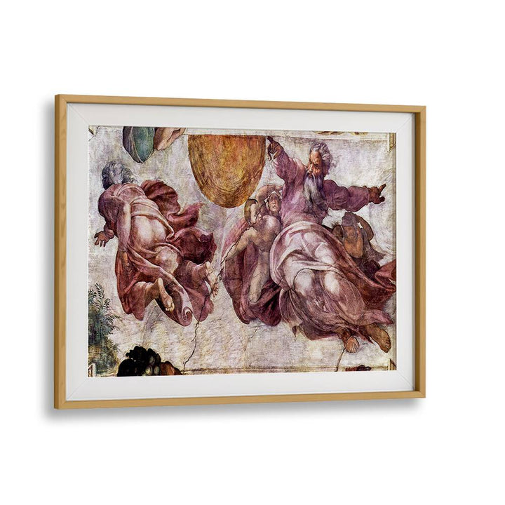 Fresco In The Sistine Chapel 1508-1512 Vintage Paintings in Oak Wood Frame With Mount