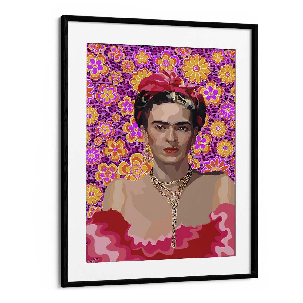 Frida By Lynnda Rakos Pop Art Paintings Pop Art Prints in Black Frame With Mount