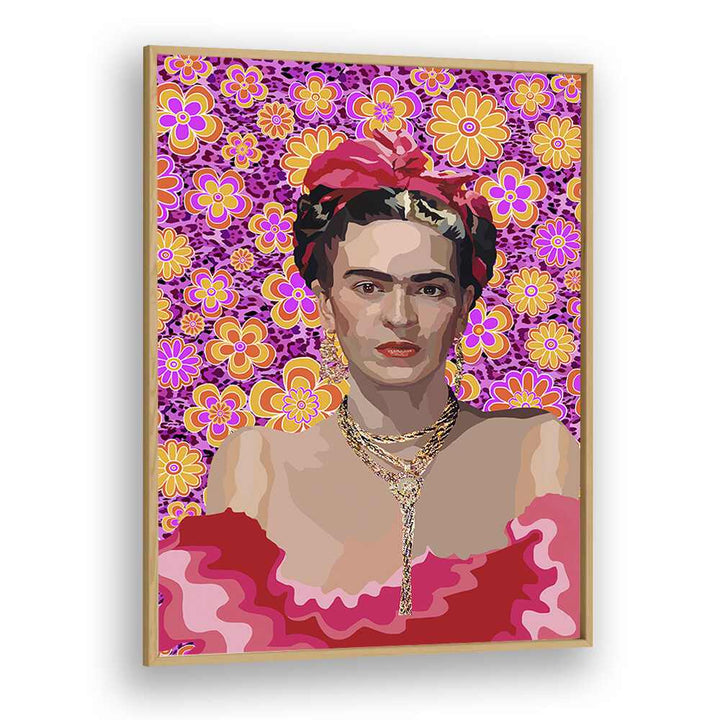 Frida By Lynnda Rakos Pop Art Paintings Pop Art Prints in Oak Wood Plain Frame