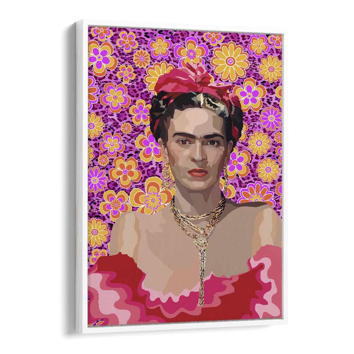 Frida By Lynnda Rakos Pop Art Paintings Pop Art Prints in White Floater Frame