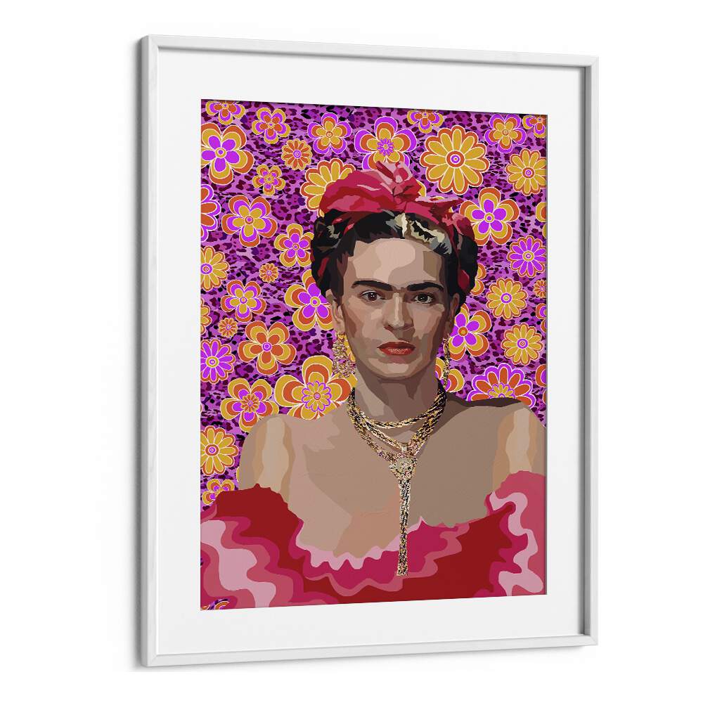 Frida By Lynnda Rakos Pop Art Paintings Pop Art Prints in White Frame With Mount