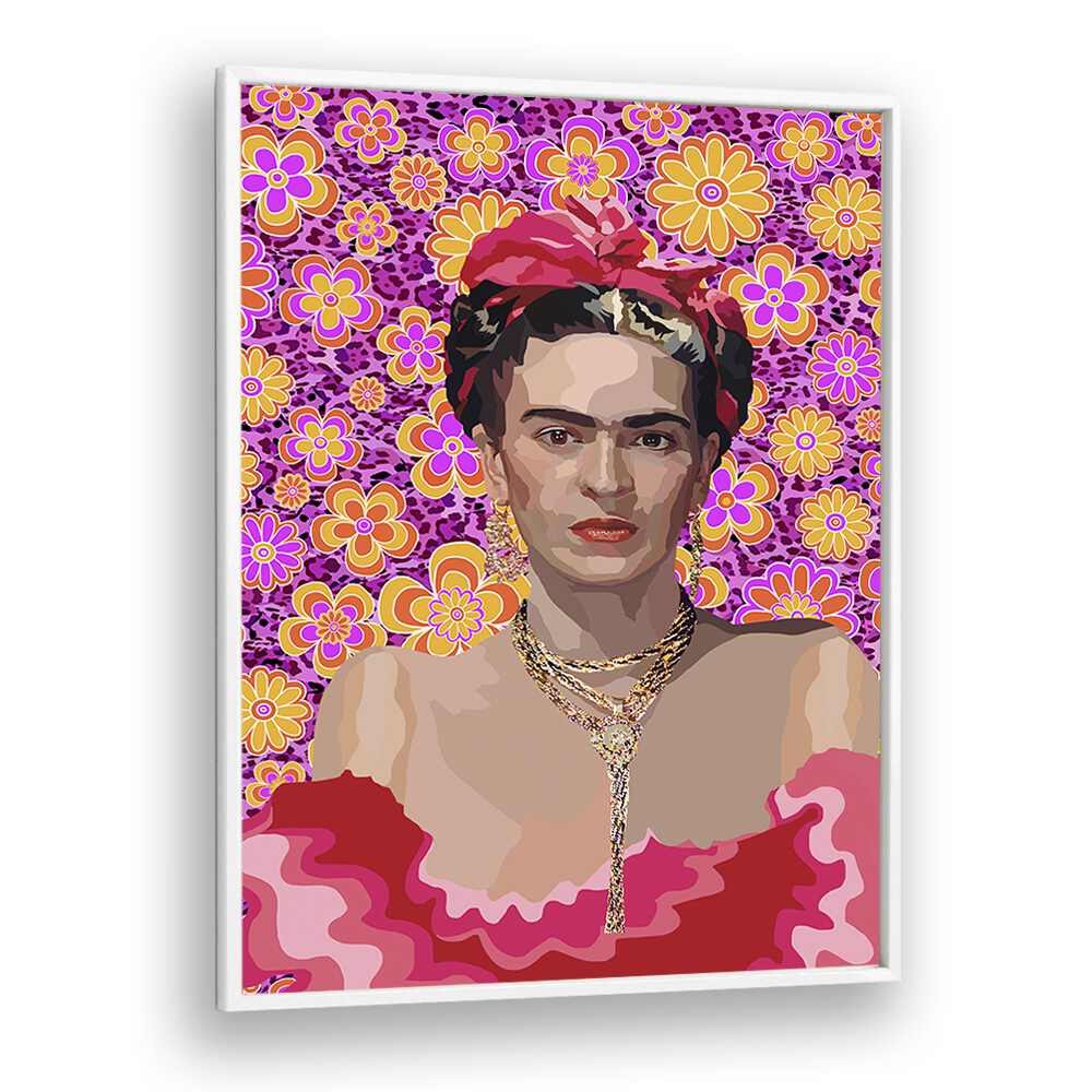 Frida By Lynnda Rakos Pop Art Paintings Pop Art Prints in White Plain Frame