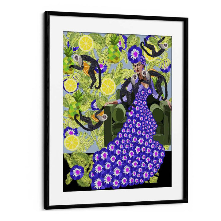 Frida In The Garden By Lynnda Rakos Pop Art Paintings Pop Art Prints in Black Frame With Mount