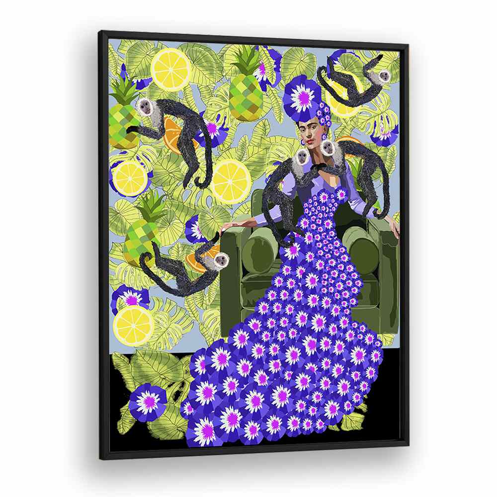 Frida In The Garden By Lynnda Rakos Pop Art Paintings Pop Art Prints in Black Plain Frame